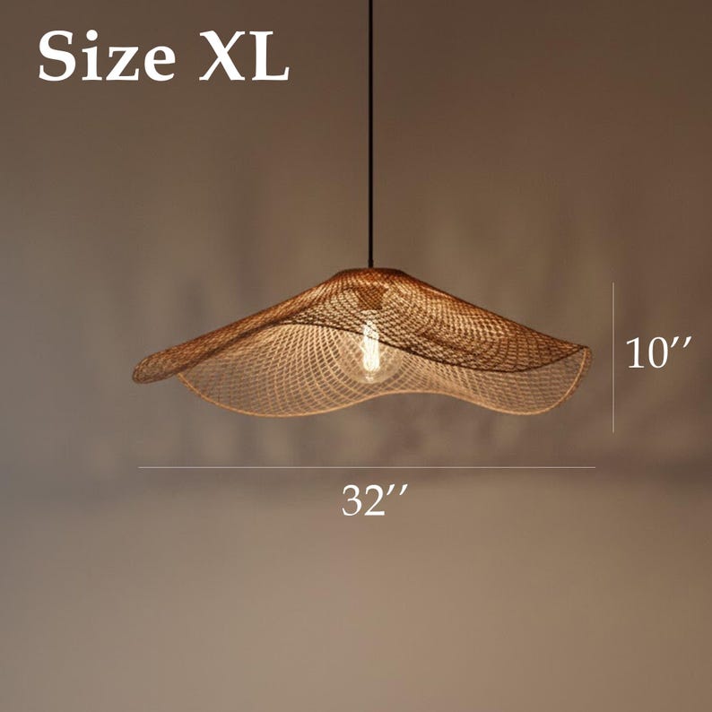 Handwoven cone rattan lantern ceiling light furniture decoration