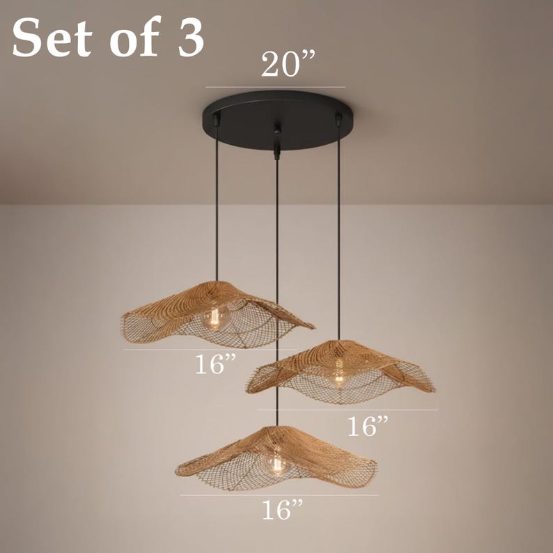Handwoven cone rattan lantern ceiling light furniture decoration