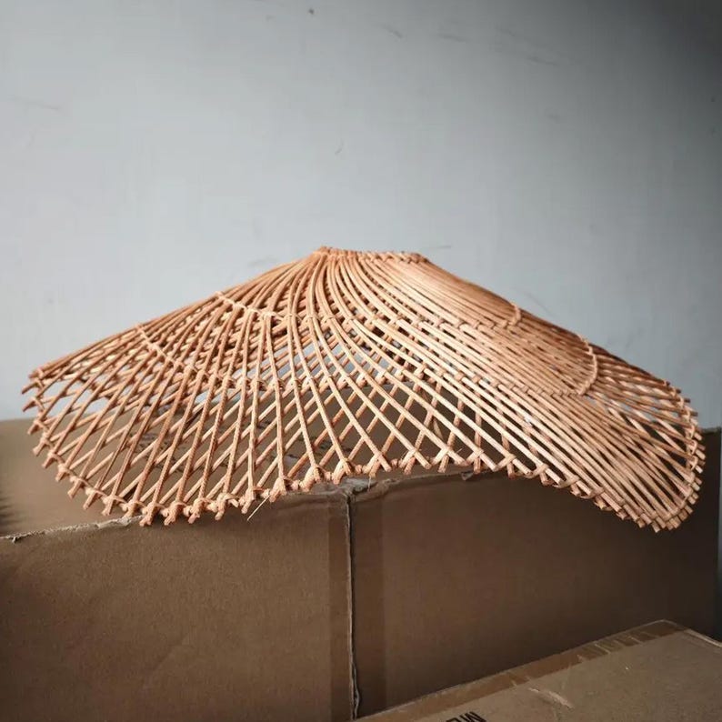 Handwoven cone rattan lantern ceiling light furniture decoration
