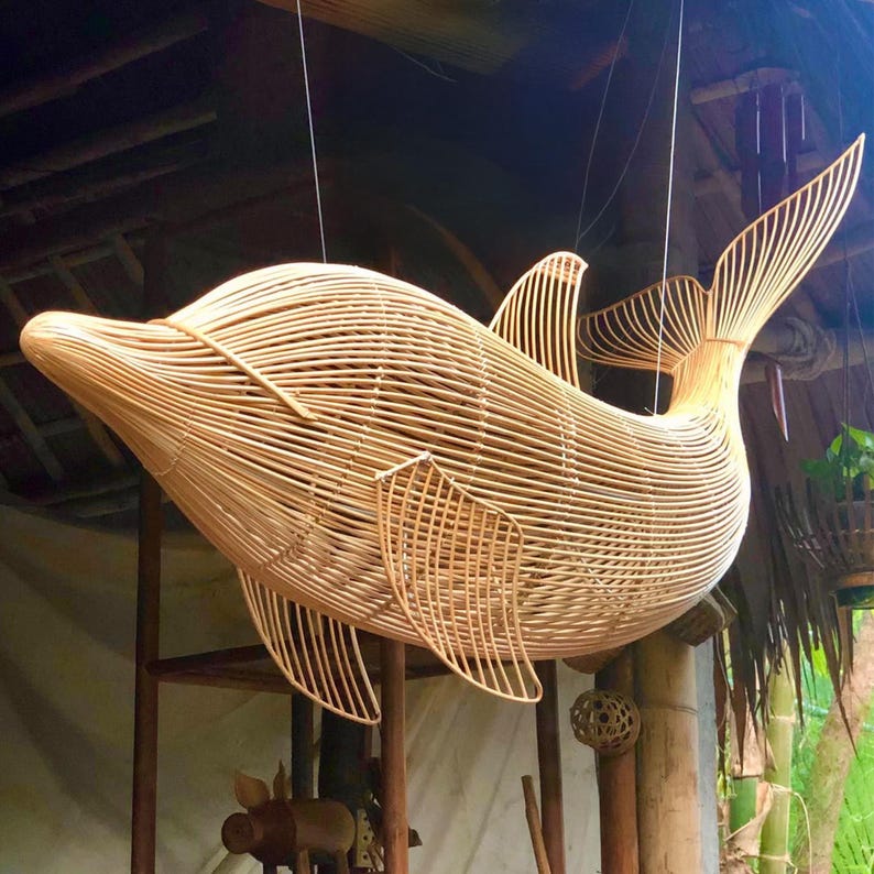 Dolphin rattan ceiling light shape chandelier lighting decoration