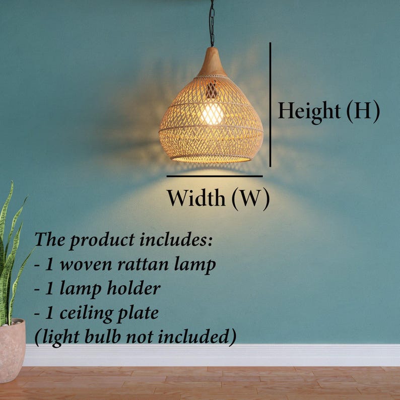 Rattan hanging wicker woven lamp shade art decor