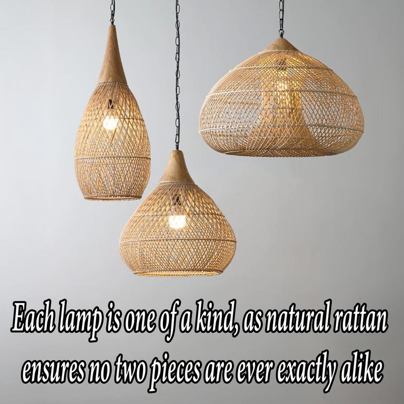 Rattan hanging wicker woven lamp shade art decor