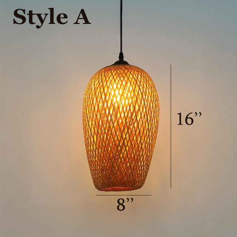 Handwoven bamboo hanging light for furniture decoration