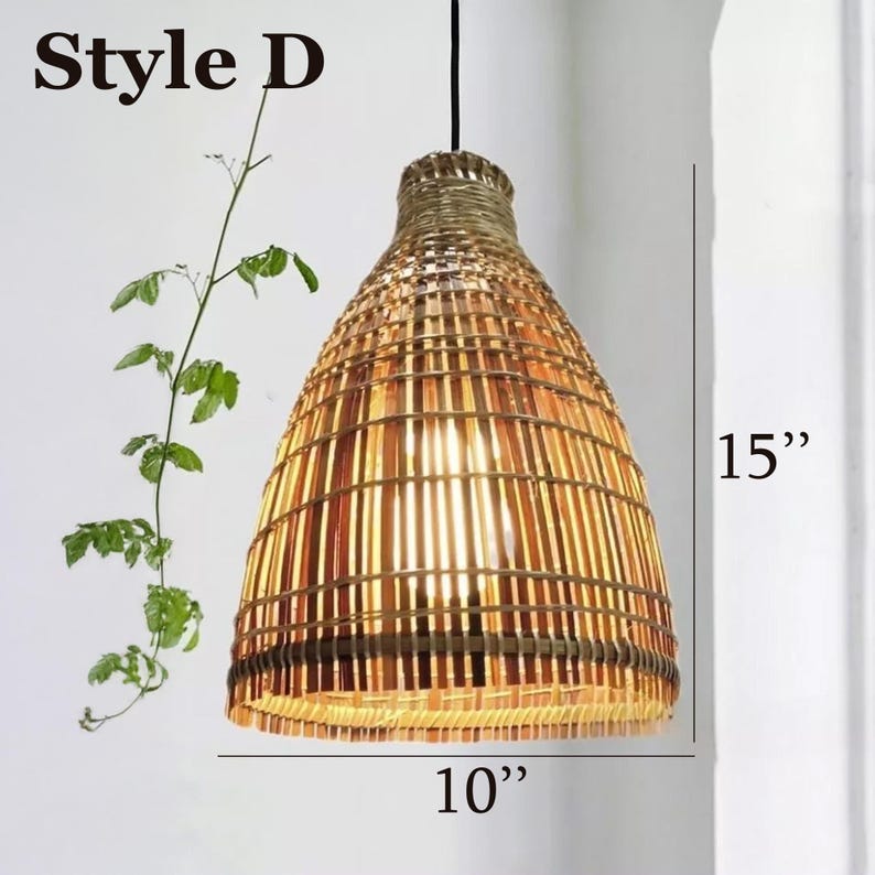 Handwoven bamboo hanging light for furniture decoration