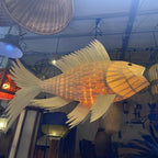 Handmade wood veneer fish ceiling light decor home