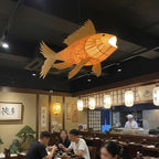 Handmade wood veneer fish ceiling light decor home