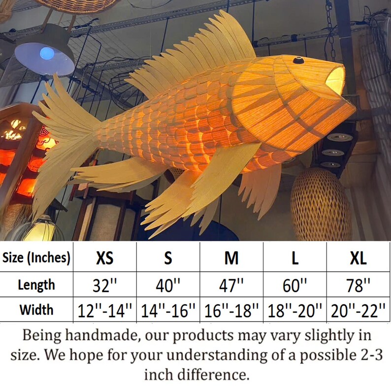 Handmade wood veneer fish ceiling light decor home