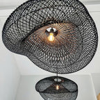 Black cloud rattan chandelier for boho ceiling decor