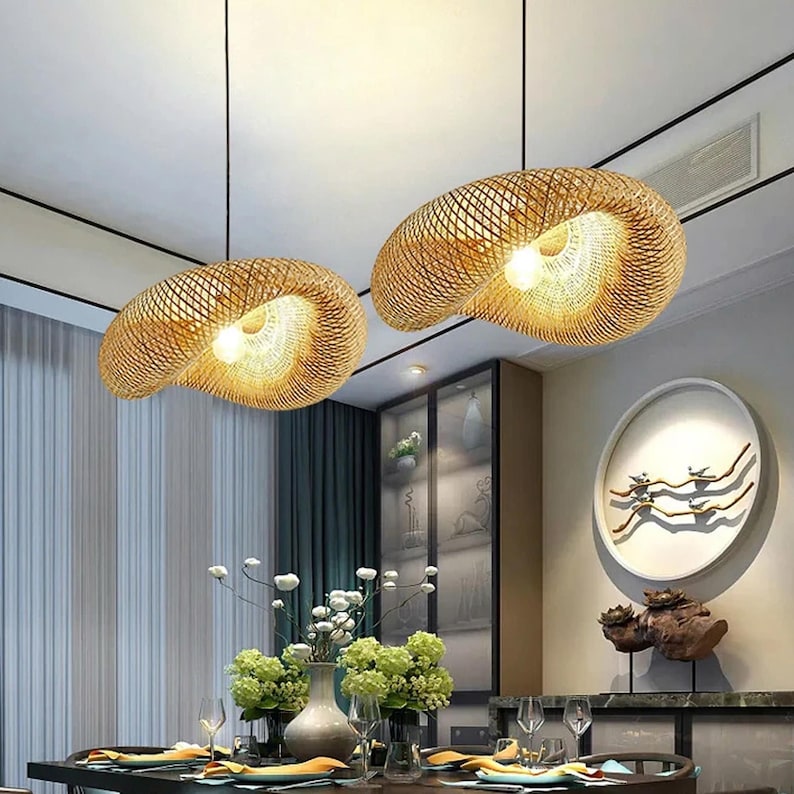 Black cloud rattan chandelier for boho ceiling decor