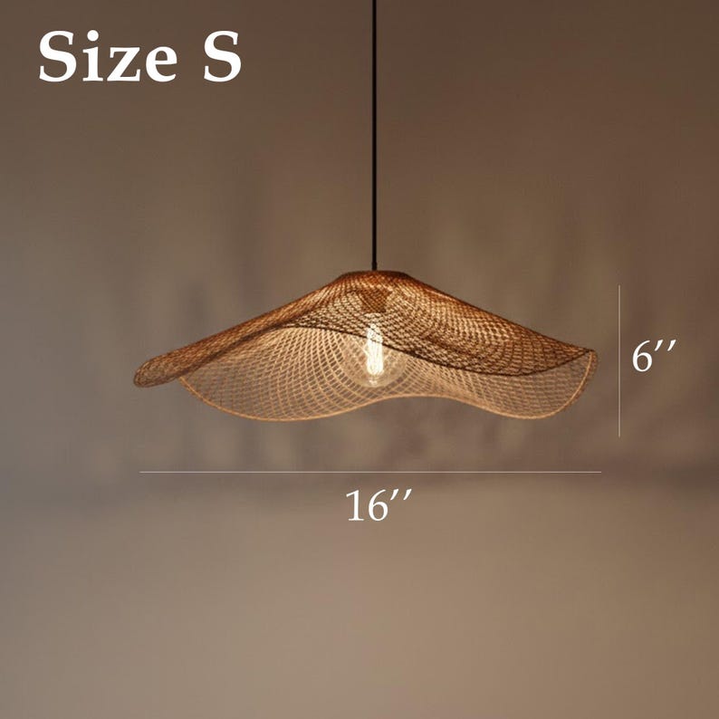 Handwoven cone rattan lantern ceiling light furniture decoration