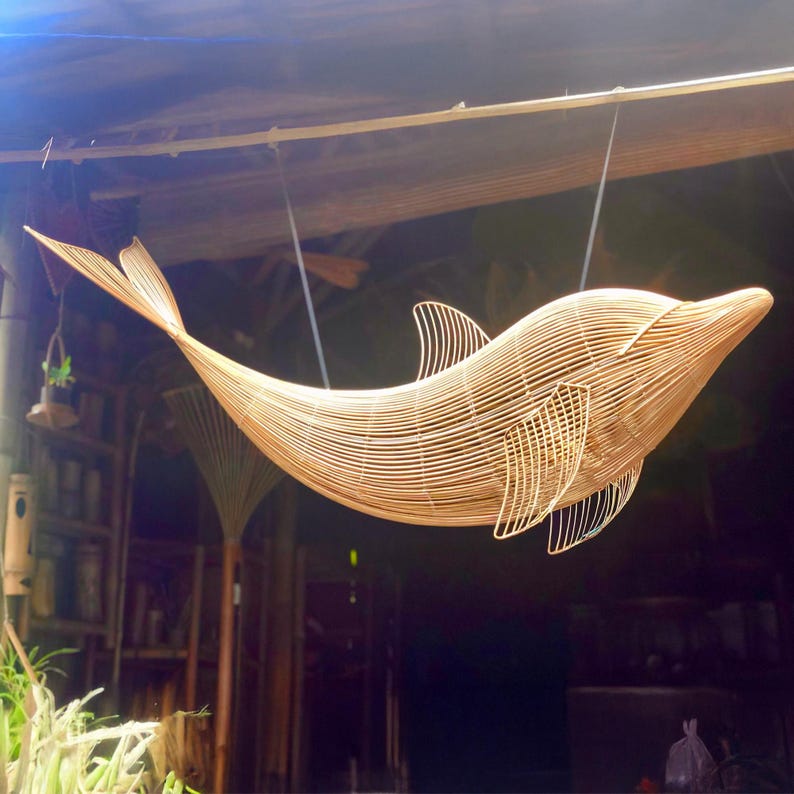 Dolphin rattan ceiling light shape chandelier lighting decoration