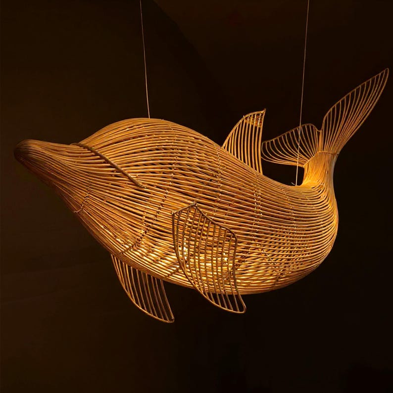 Dolphin rattan ceiling light shape chandelier lighting decoration