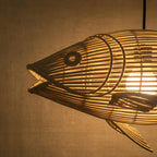Tuna fish rattan ceiling light for coastal home decor