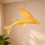 Flying fish rattan ceiling light for coastal interior decor