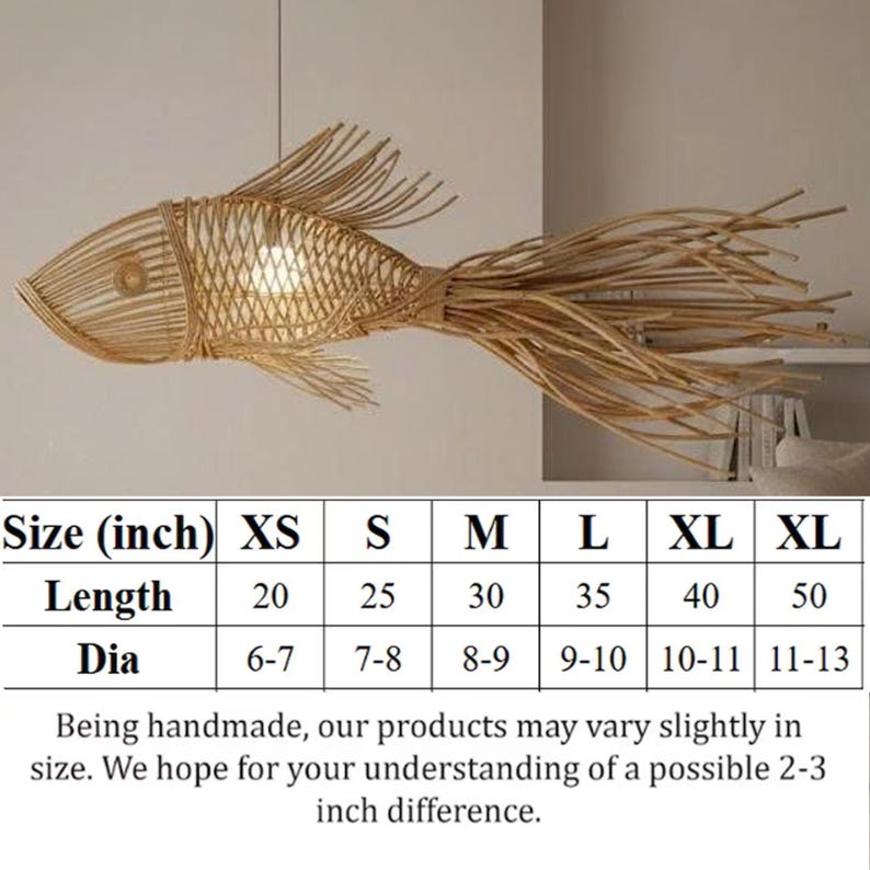 Black tassel tail fish rattan ceiling light for living room decor
