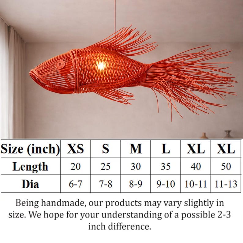 Black tassel tail fish rattan ceiling light for living room decor