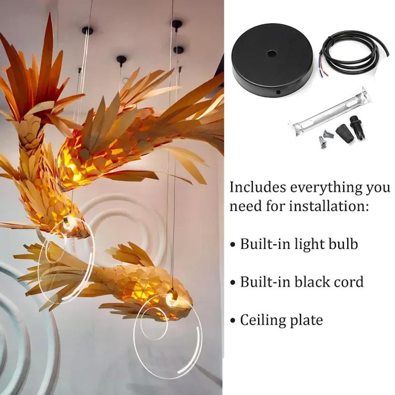 Wood veneer fish ceiling light fish light decoration