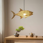 Tuna fish rattan ceiling light for coastal home decor