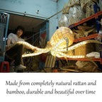 Large octopus rattan chandelier home decor eco friendly lighting