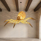 Large octopus rattan chandelier home decor eco friendly lighting