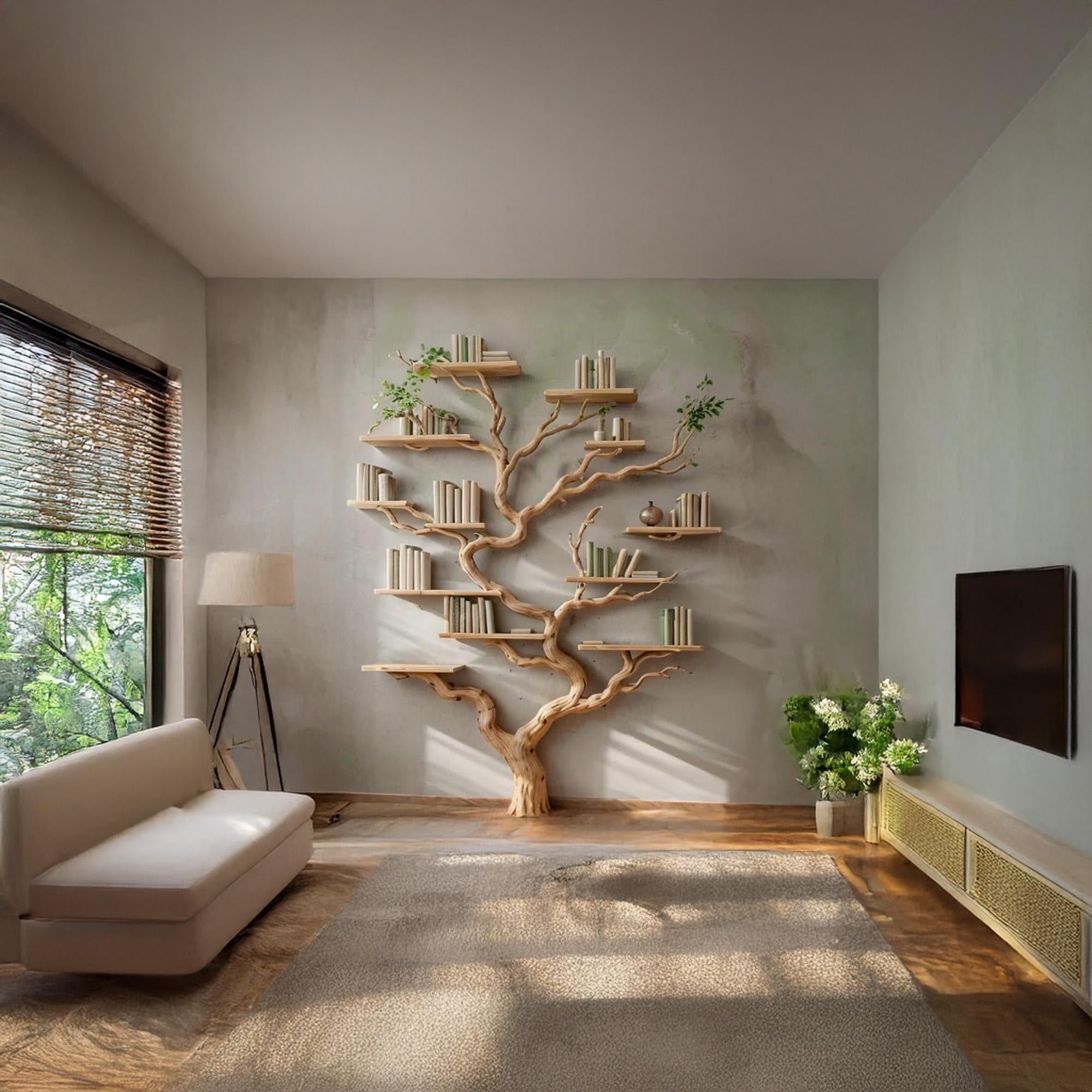 Floor bookshelf solid wood live edge floating shelf on wall natural driftwood bookcase decor handmade furniture