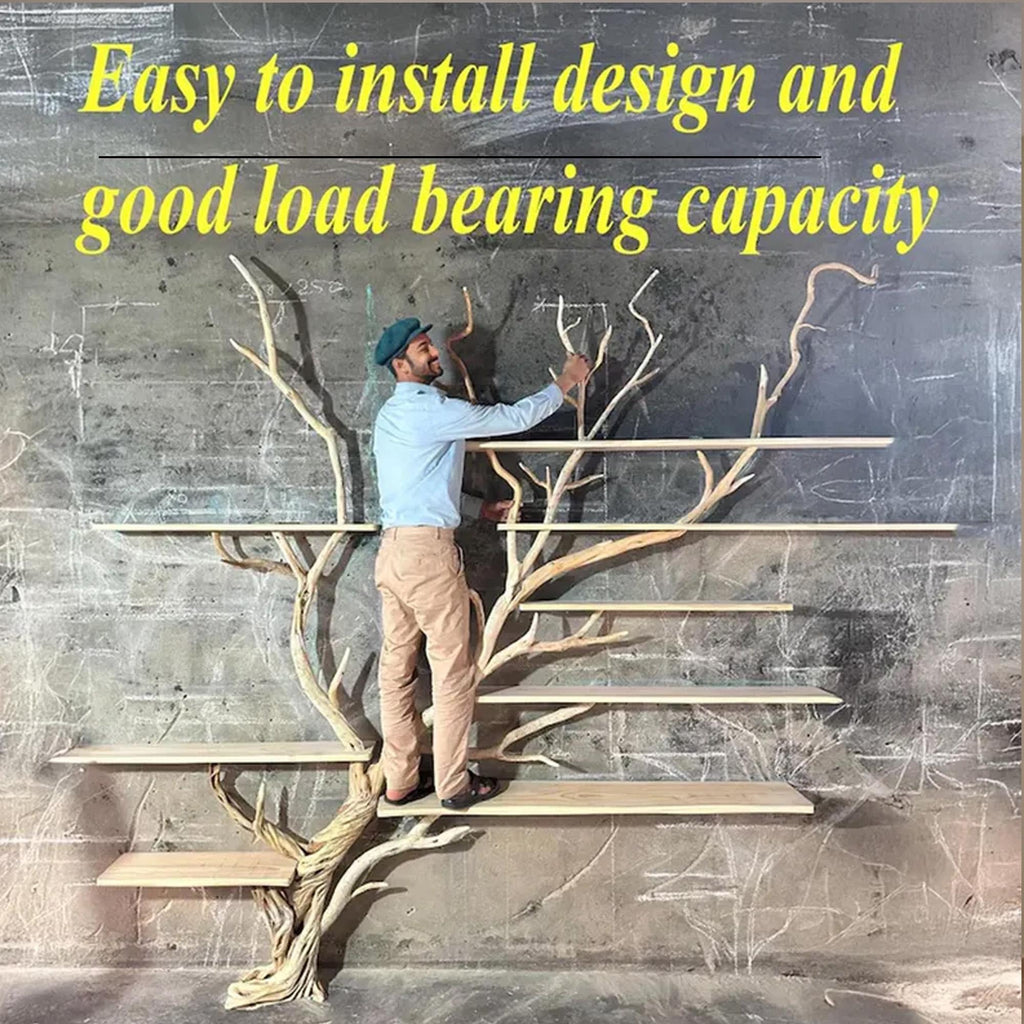 Tree book shelf driftwood branch floating bookshelf wall mount bookcase handmade furniture for home decor