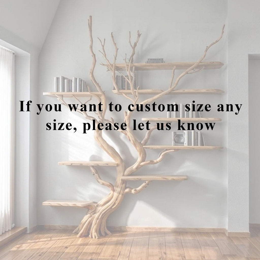Tree book shelf driftwood branch floating bookshelf wall mount bookcase handmade furniture for home decor