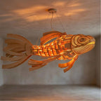 Wooden koi fish lamp hanging light fish chandelier