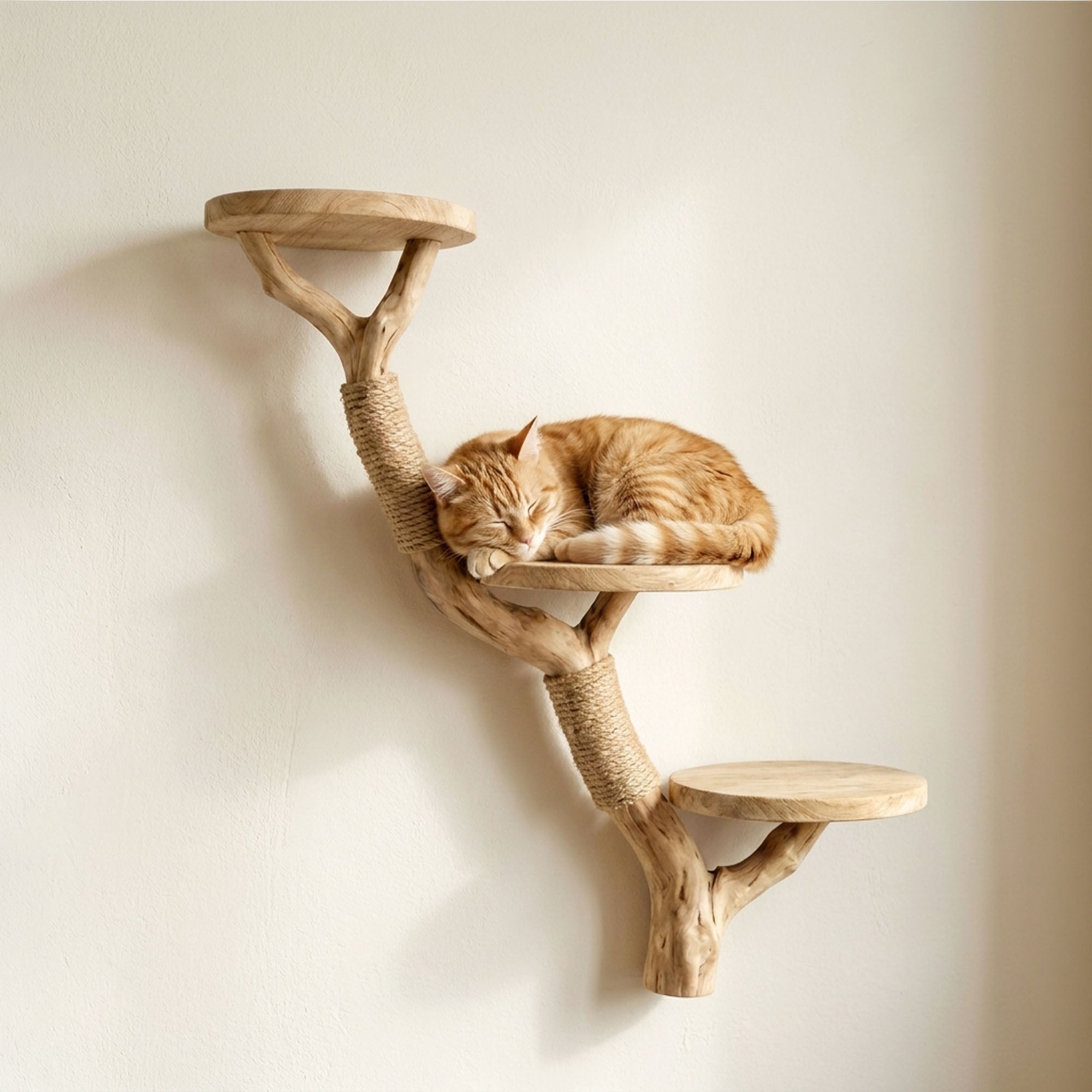 Cat Climbing Wall with Sisal Scratching Posts and Floating Cat Bed