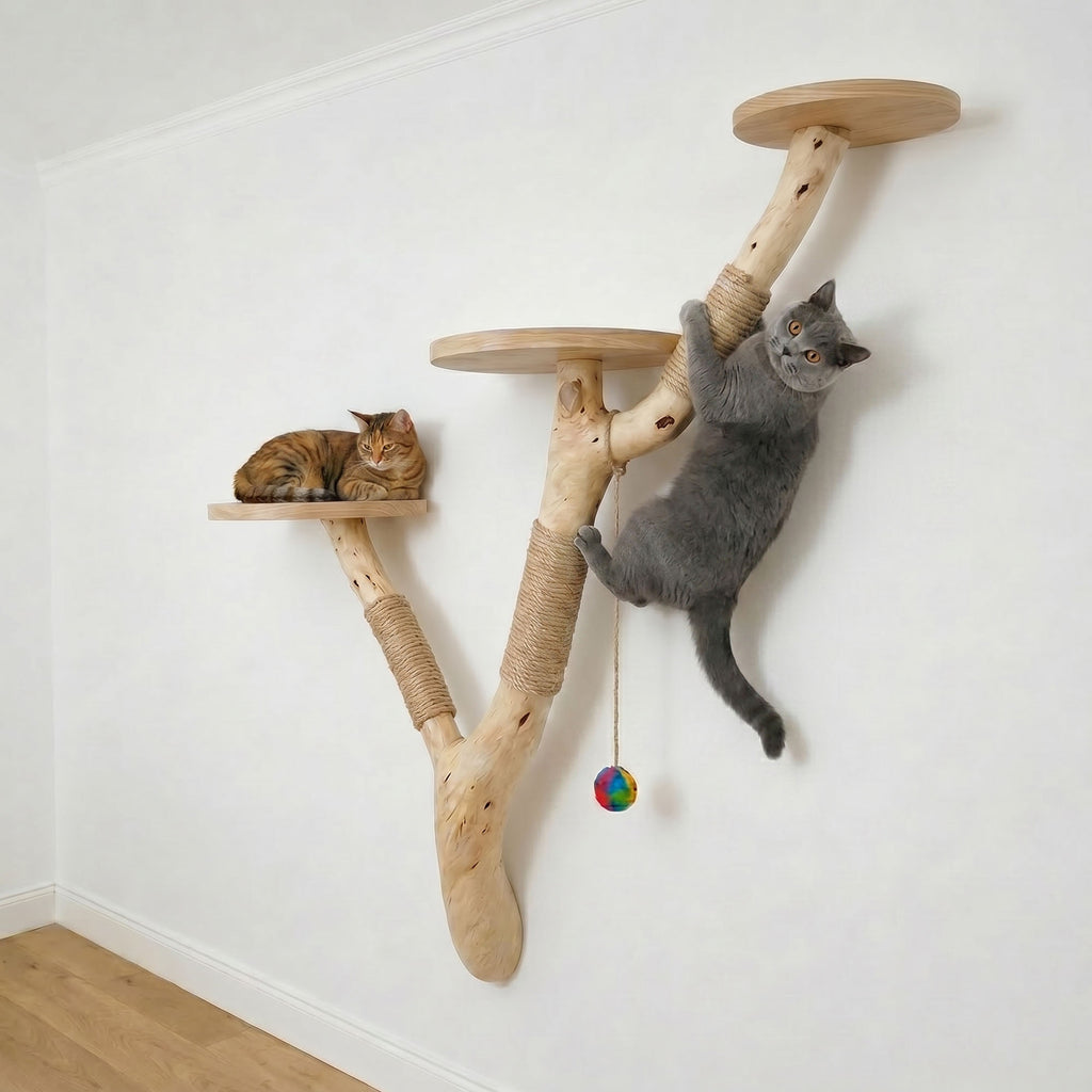 Cat Climbing Shelf with Scratching Post & Floating Cat Furniture