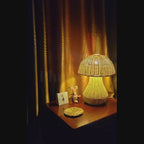 Mushroom rattan table lamp wicker nightlight desk lamp decor