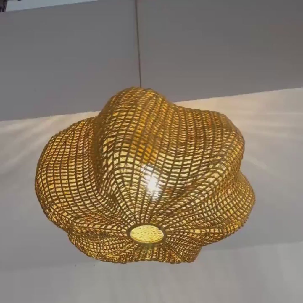 Handwoven wicker rattan ceiling light for boho home decor