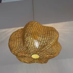 Handwoven wicker rattan ceiling light for boho home decor
