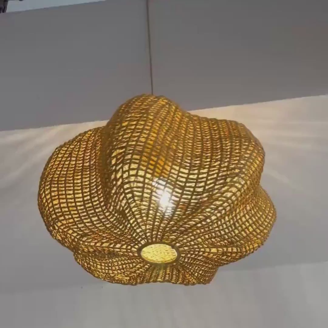 Handwoven wicker rattan ceiling light for boho home decor