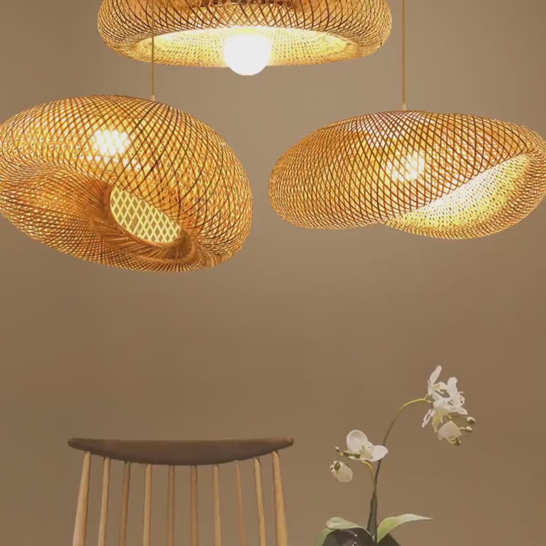 Black rattan pendant light hand woven ceiling light art deco bamboo lantern decor home