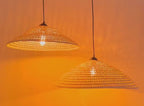 Rustic cone rattan ceiling light kitchen island decor