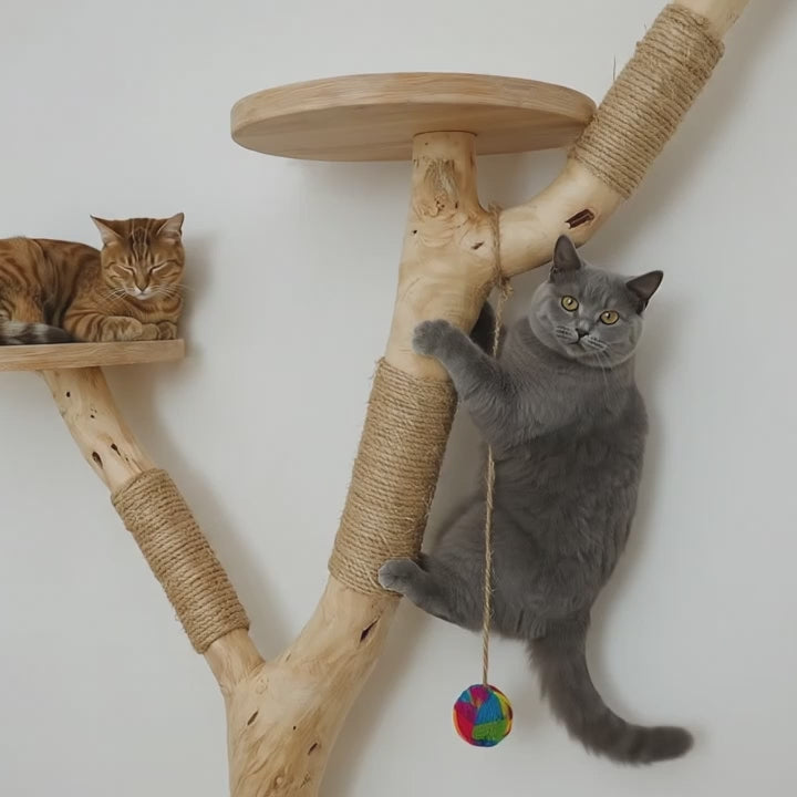 Cat Climbing Shelf with Scratching Post & Floating Cat Furniture