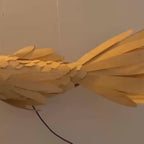 Fish ceiling light wood veneer lamp handcrafted art decor