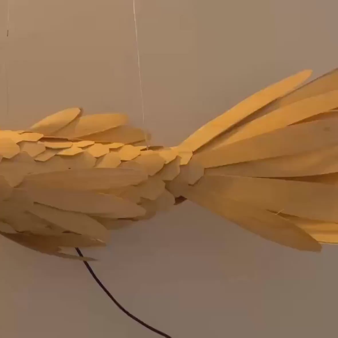 Fish ceiling light wood veneer lamp handcrafted art decor