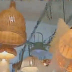 Handmade wood veneer fish ceiling light decor home