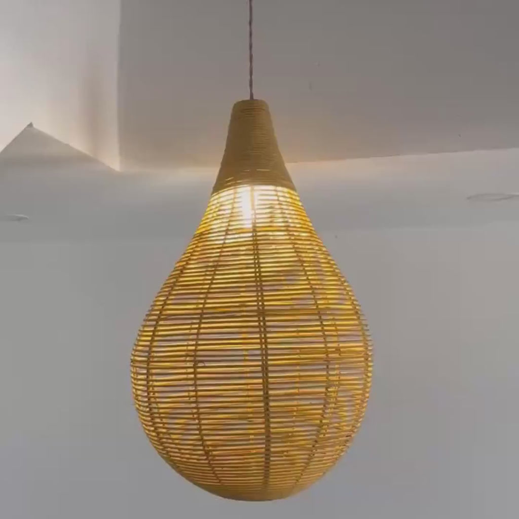 Teardrop rattan pendant light wicker rattan light