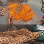 Fish hanging lamp large rattan whale pendant light