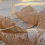 Fish rattan ceiling light for rustic living room decor