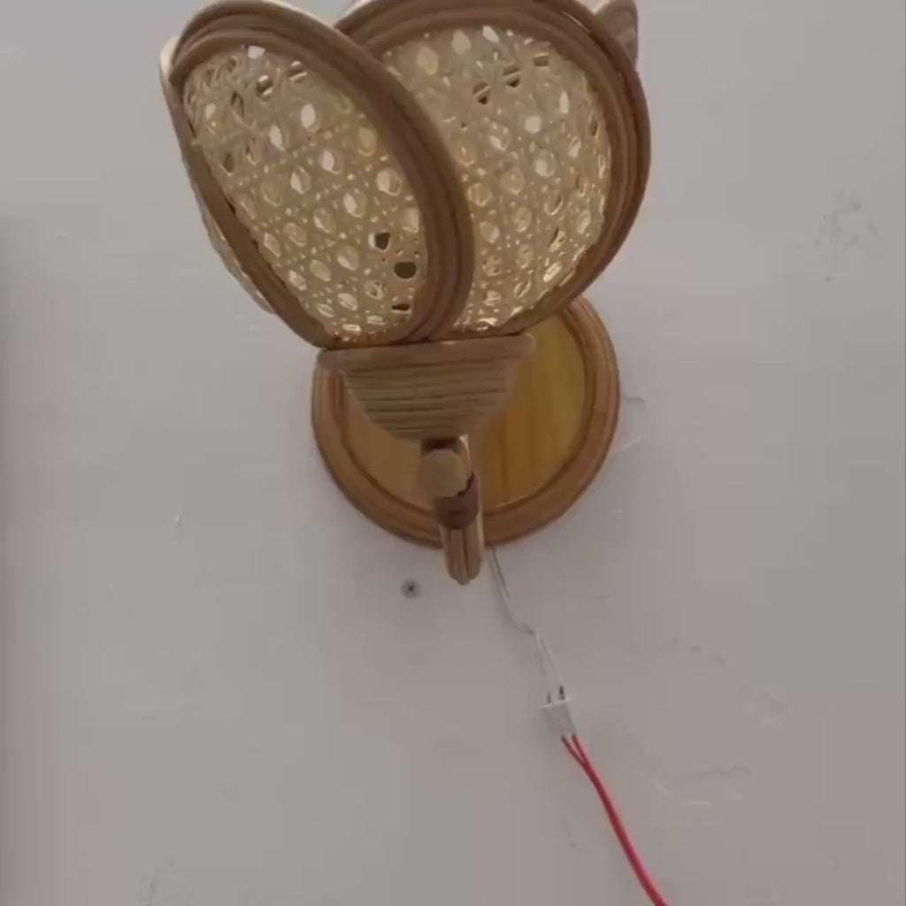 Flower rattan wall sconce light fixture living room decor