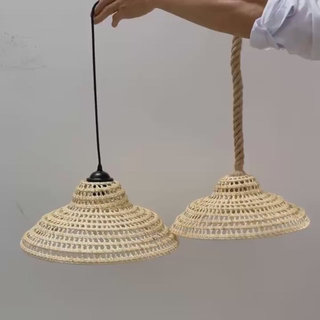 Cone shade lamp rattan pendant light art deco lamp