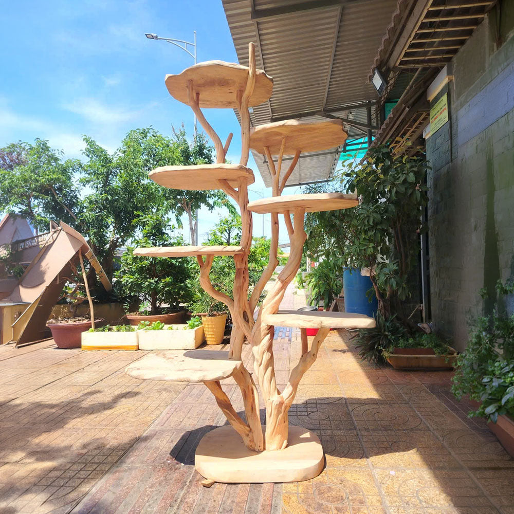 Luxury Wooden Cat Tree House – Handmade Natural Cat Furniture for Indoor Cats