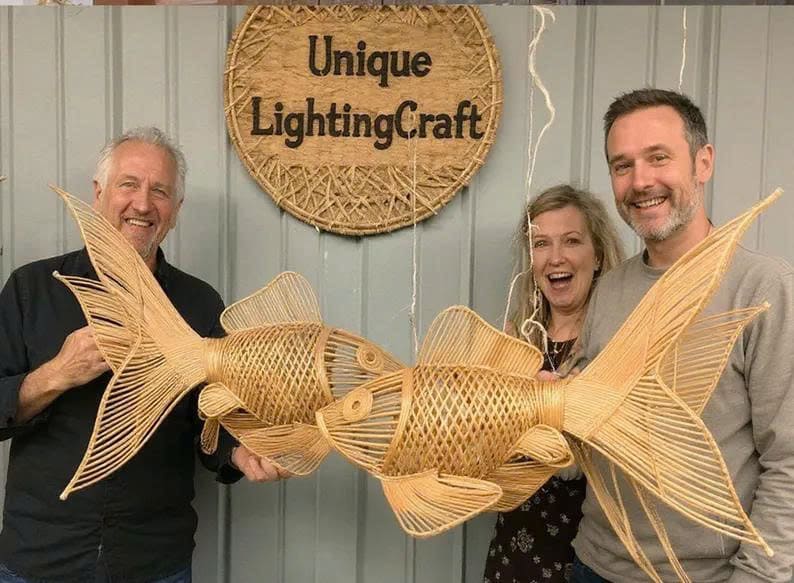 Fish chandelier lighting rattan pendant light home decor