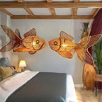Fish chandelier lighting rattan pendant light home decor