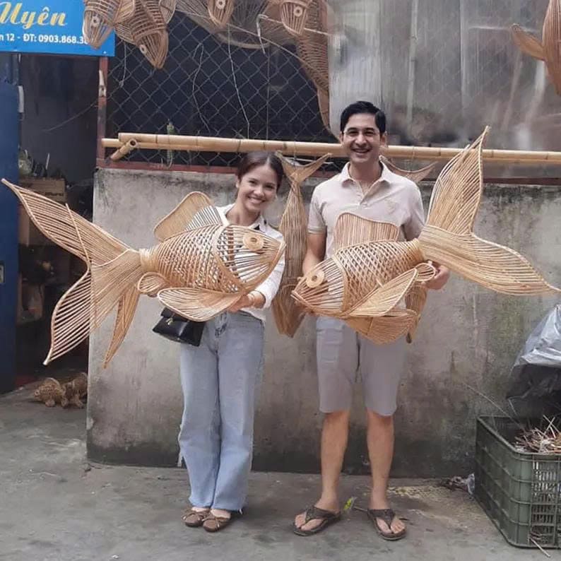 Fish chandelier lighting rattan pendant light home decor