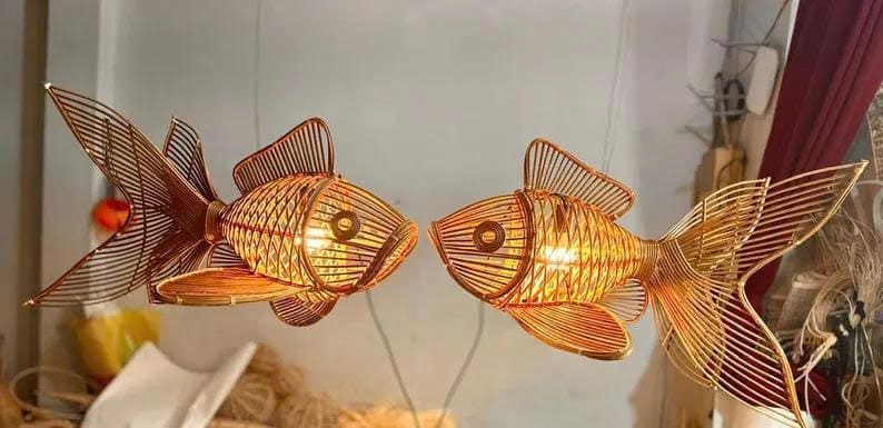 Fish chandelier lighting rattan pendant light home decor